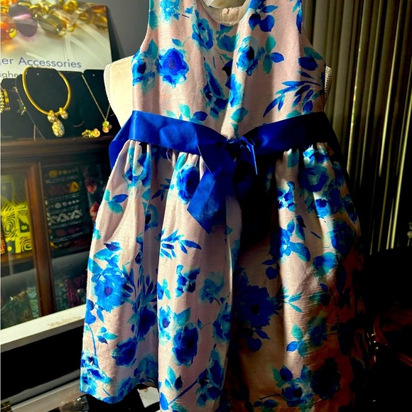 Bonnie Jean Girl Pink Blue Flower Special Occasion Dress Size 5 Preowned - Picture 5 of 6